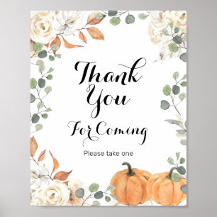 Rustic Pumpkin Obrigado por vir Poster