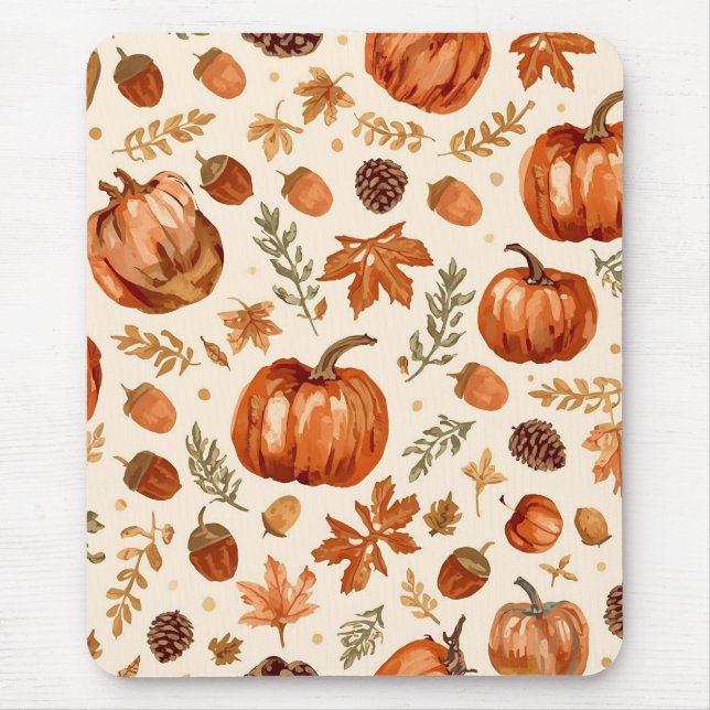 Rustic Pumpkins & Acorns Cozy Mouse Pad (Frente)