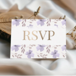 Rustic Purple Watercolor Floral Weding RSVP