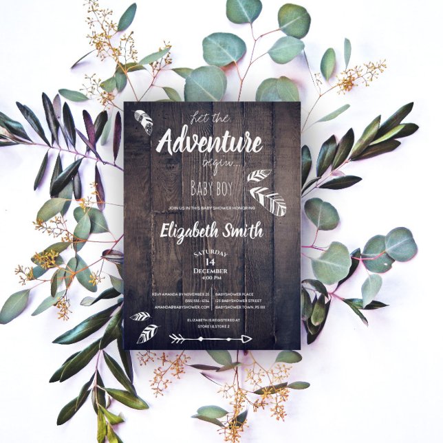 Rustic Que a aventura comece. Convite (Criador carregado)