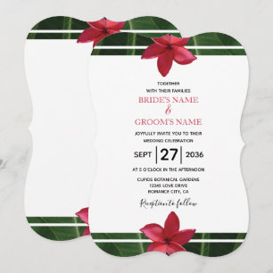 Rustic Red Frangipani Plumeria Convites para Casam