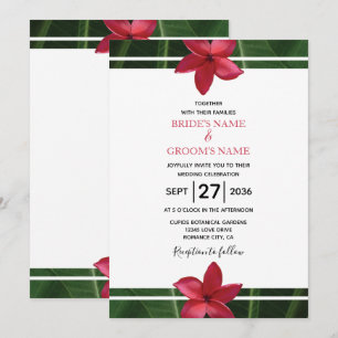 Rustic Red Frangipani Plumeria Convites para Casam