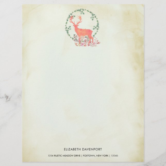 Rustic Reindeer Boho Watercolor Personalizado (Frente)