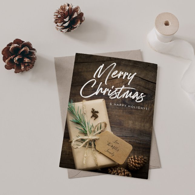 Rustic Reindeer & Presente Feliz Natal (Criador carregado)