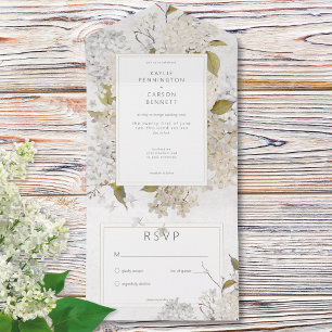 Rustic Romantic White Lilacs em Branco Sem Janto
