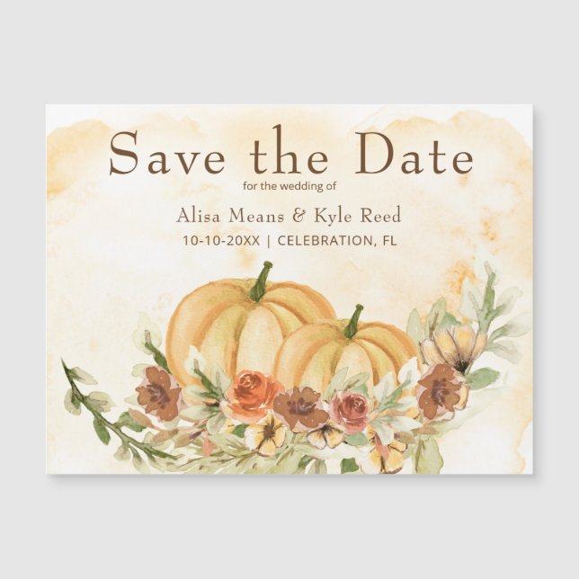 Rustic Save the Date Pumpkin Wedding Magnet (Frente)