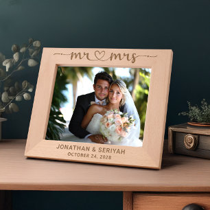 Rustic Script Wedding Heart Arrows Sr. Sra.