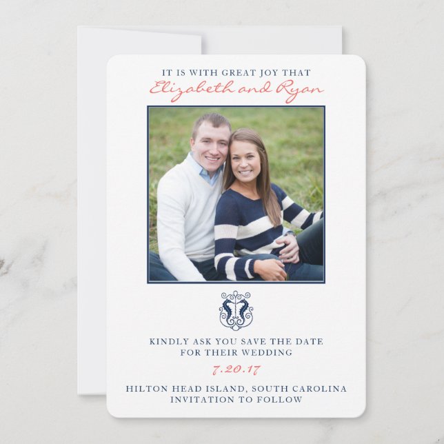 Rustic Seacavalo Salve o Cartão com fotos de Data (Frente)