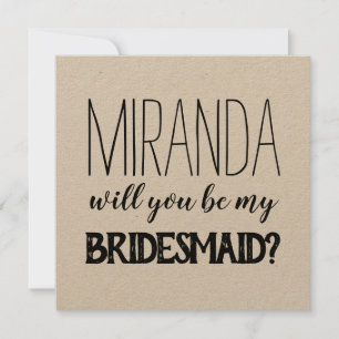 Rustic simples você será meu cartão de dama de hon