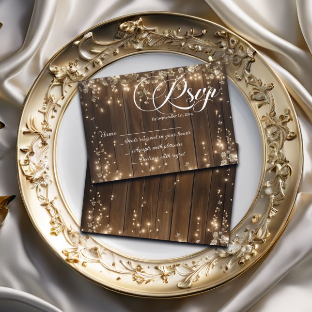 Rustic String Lights White Floral Weding RSVP (Criador carregado)