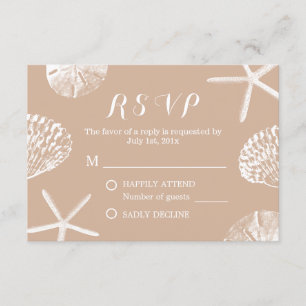 Rustic Summer Beach Seashells Casamento RSVP