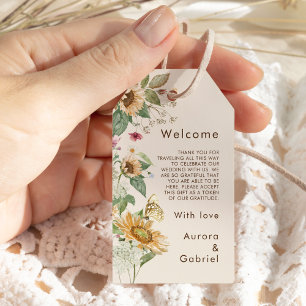 Rustic Sunflower Beige Wedding Bem-Vindo Etiquetas
