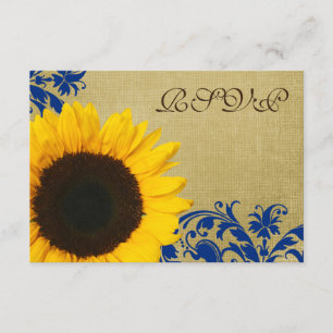 Rustic Sunflower Blue Swirls Casamento RSVP