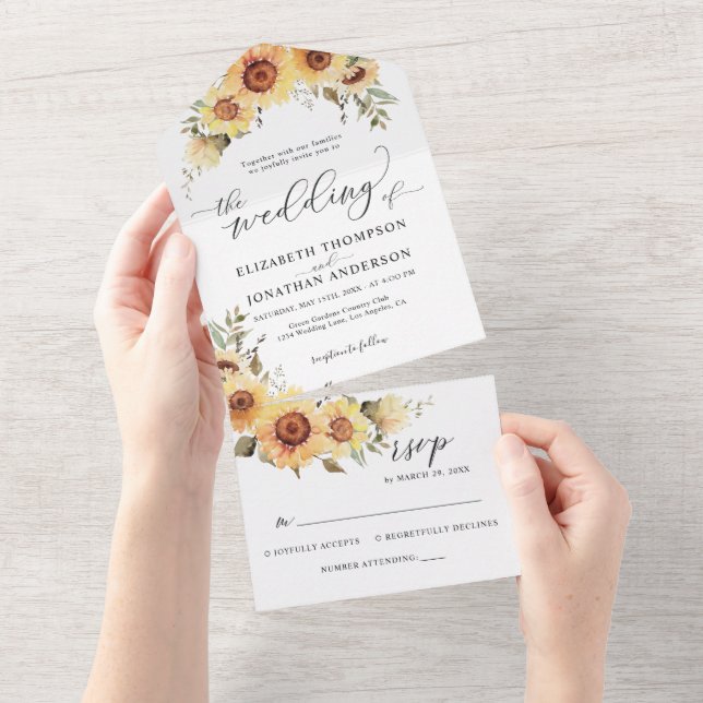 Rustic Sunflower Floral Boho Detalhes do Casamento (Aba destacável)