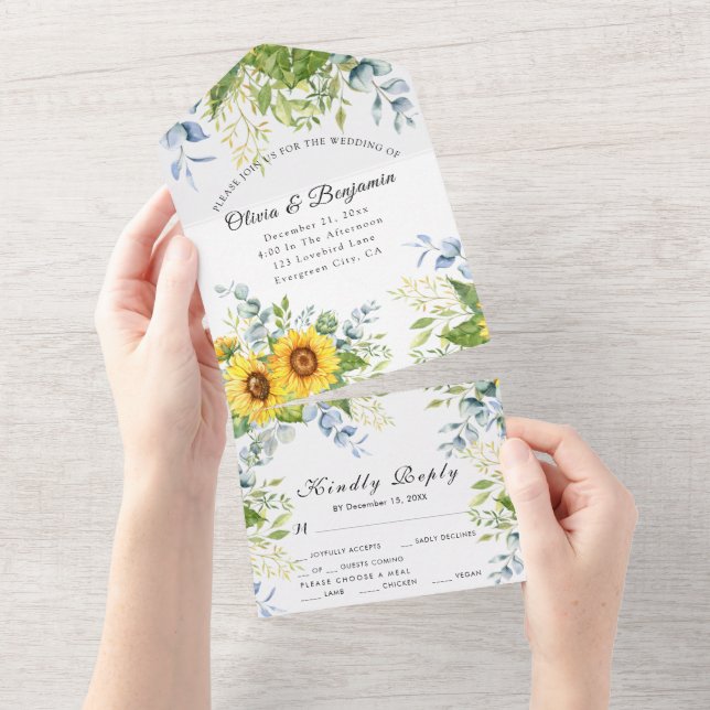 Rustic Sunflower Greenery Calliografia RSVP Casame (Tearaway)