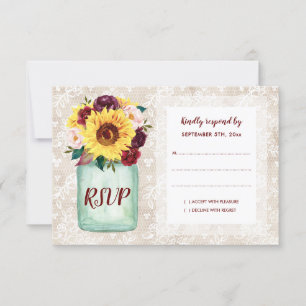 Rustic Sunflower Mason Jar Weding RSVP