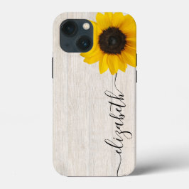 Rustic Sunflower Script Stem Name Capa de telefone