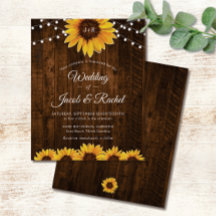 Rustic Sunflower String Lights Convite De Casament