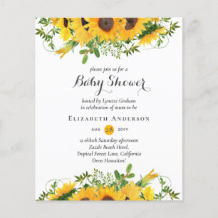 Rustic Sunflower Themed Chá de fraldas convoca or