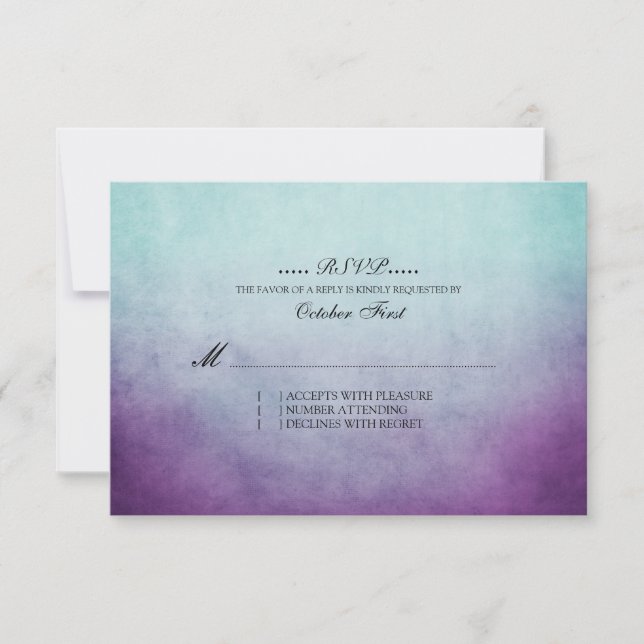 Rustic Teal and Purple Bohemian Wedding RSVP (Frente)