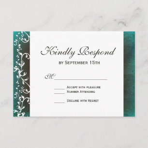 Rustic Teal Brown Nadou Cartões RSVP De Casamento