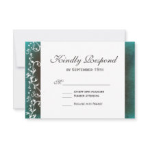 Rustic Teal Brown Nadou Cartões RSVP De Casamento