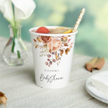 Rustic Terracotta Floral Name Boho Chá de fraldas