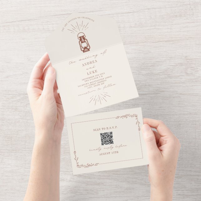 Rustic Terracotta Lanterna Código QR RSVP Tudo em  (Tearaway)