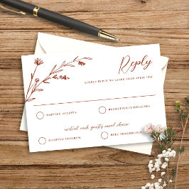 Rustic Terracotta Wildflower Weding RSVP Card