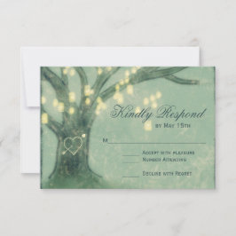 Rustic Tree Mason Jar Lights Weding RSVP Card