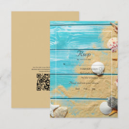 Rustic Turquoise QR Code RSVP Beach Weding