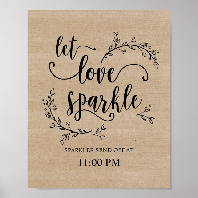 Rustic Vines Sparkler manda sinal poster (Frente)