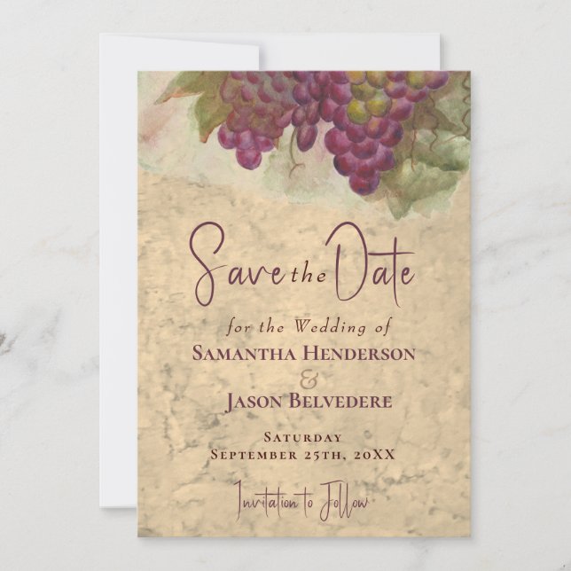 Rustic Vineyard Watercolor Photo Save the Date (Frente)