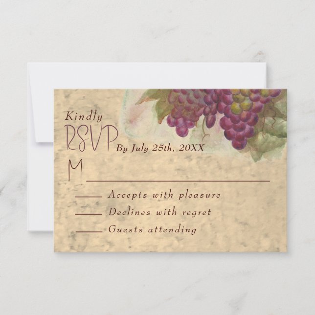 Rustic Vineyard Wedding RSVP Card (Frente)
