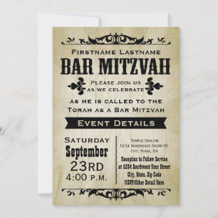 Rustic Vintage Country Bar Mitzvah Convite