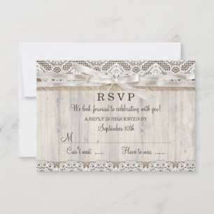Rustic Vintage Lace & Wood Weding RSVP