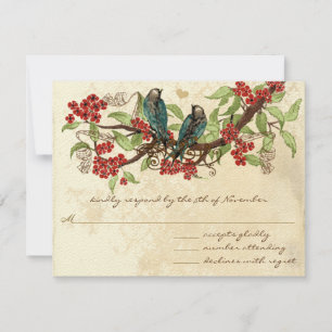 Rustic Vintage Love Bird Red Weding RSVP