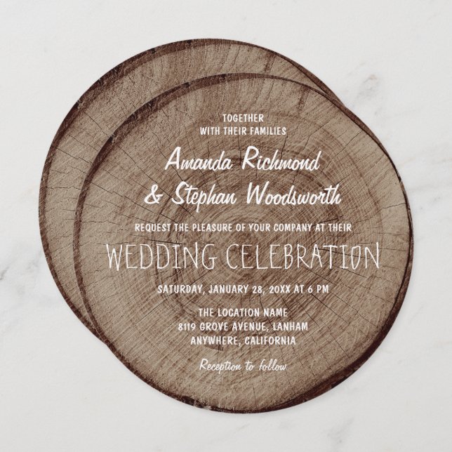 Rustic Vintage Tree Wood Casamento Convite Kraft (Frente/Verso)