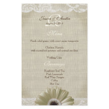 Rustic Vintage White Daisy and Lace Menu