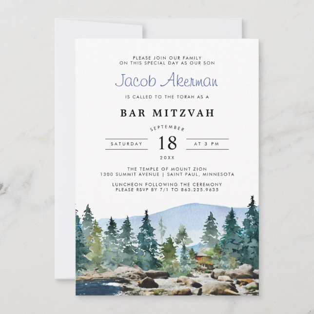 Rustic Watercolor Barn | Bar Mitzvah (Frente)