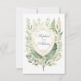 Rustic Watercolor Greenery Guarda O Cartão De Data