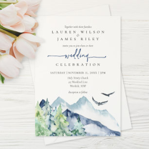 Rustic Watercolor Mountain Casamento Convite