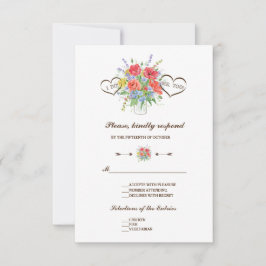 Rustic Watercolor Wild Flowers Casamento RSVP