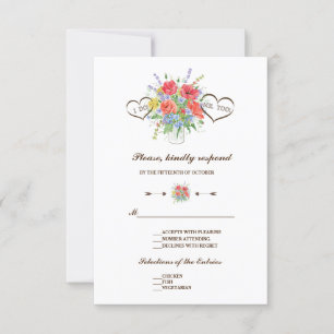 Rustic Watercolor Wild Flowers Casamento RSVP