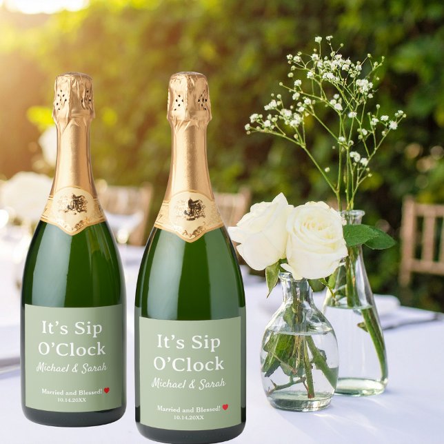 Rustic Wedding Sage Green It’s Sip O’Clock Custom (Criador carregado)