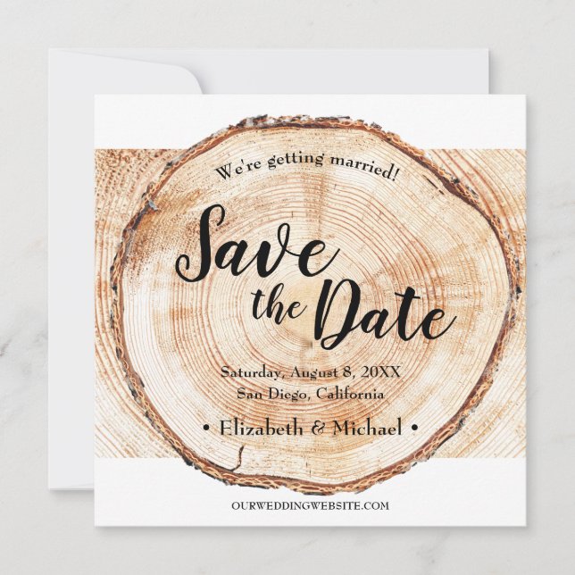 Rustic Wedding Wood Grain salve a foto de data (Frente)