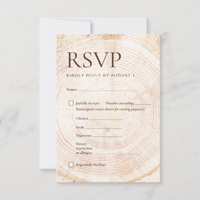 Rustic Wedding Woodland RSVP Card Meal Choice  (Frente)