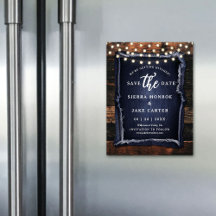 Rustic Weds Save Date Wood Denim Foto Magnet
