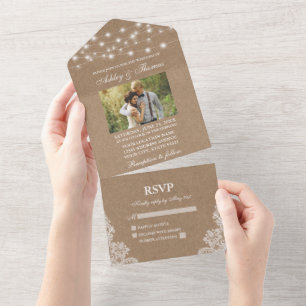 Rustic WedString Luzes Lace Kraft Foto