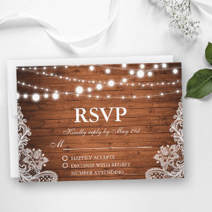 Rustic Wedtic Wood String Lights RSVP